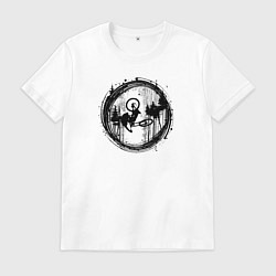 Футболка хлопковая мужская Листья на ветру, цвет: белый