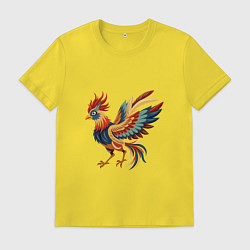 Футболка хлопковая мужская Грозный петух готов к бою, цвет: желтый