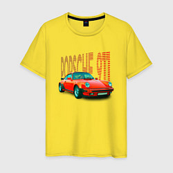 Футболка хлопковая мужская Немецкий автомобиль Порше 911, цвет: желтый