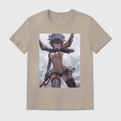 Футболка хлопковая мужская Убей или умри арт, цвет: миндальный