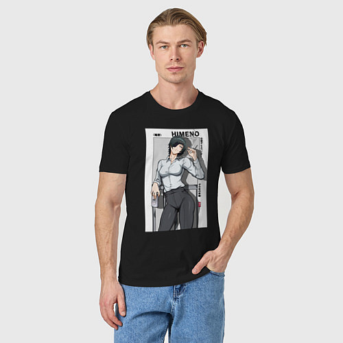 Мужская футболка Химено с текстом / Черный – фото 3