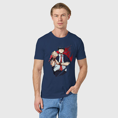 Мужская футболка Мэш Бёрндэд маг / Тёмно-синий – фото 3