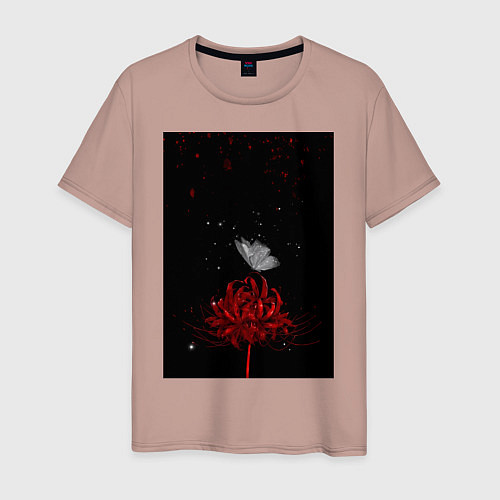Мужская футболка Паучья лилия и бабочки / Пыльно-розовый – фото 1