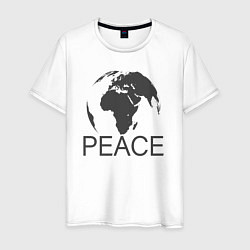 Футболка хлопковая мужская Peace the world, цвет: белый