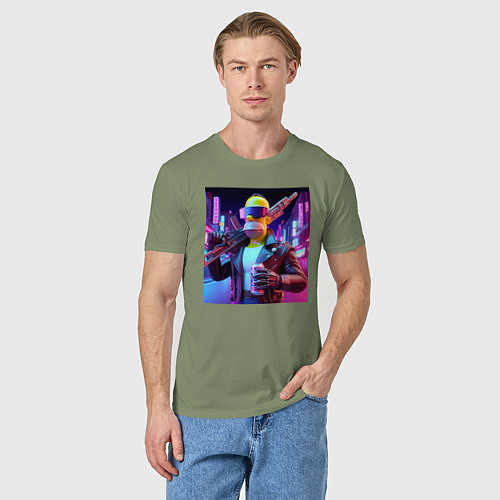 Мужская футболка Крутой Гомер Симпсон с оружием и банкой пива / Авокадо – фото 3