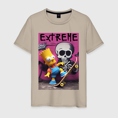 Мужская футболка Bart Simpson and skateboard - extreme / Миндальный – фото 1