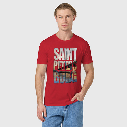 Мужская футболка Санкт-Петербург вантовый мост / Красный – фото 3