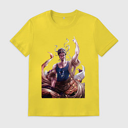 Футболка хлопковая мужская Повесть о конце света Будда, цвет: желтый