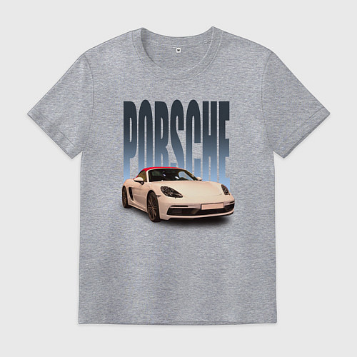 Мужская футболка Porsche 911 Turbo винтажный немецкий автомобиль / Меланж – фото 1