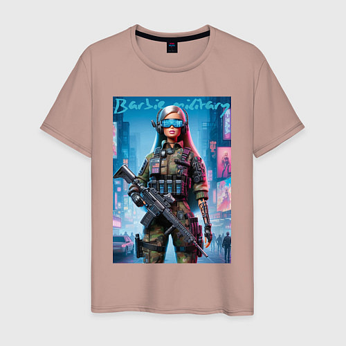 Мужская футболка Barbie military - special forces / Пыльно-розовый – фото 1