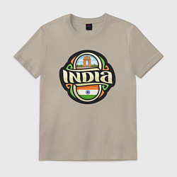 Футболка хлопковая мужская India, цвет: миндальный