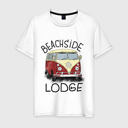 Футболка хлопковая мужская Beachside lodge, цвет: белый