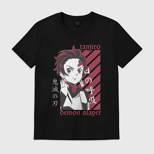 Мужская футболка Тандзиро Камадо серьезный Клинок рассекающий демон / Черный – фото 1