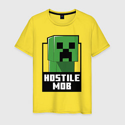 Футболка хлопковая мужская Minecraft hostile mob, цвет: желтый