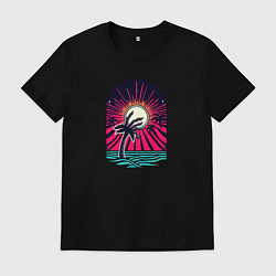 Футболка хлопковая мужская Ретро пальма с рукой зомби, цвет: черный