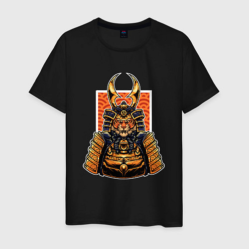 Мужская футболка Тигр - самурай / Черный – фото 1