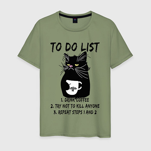 Мужская футболка Черный кот и список дел / Авокадо – фото 1