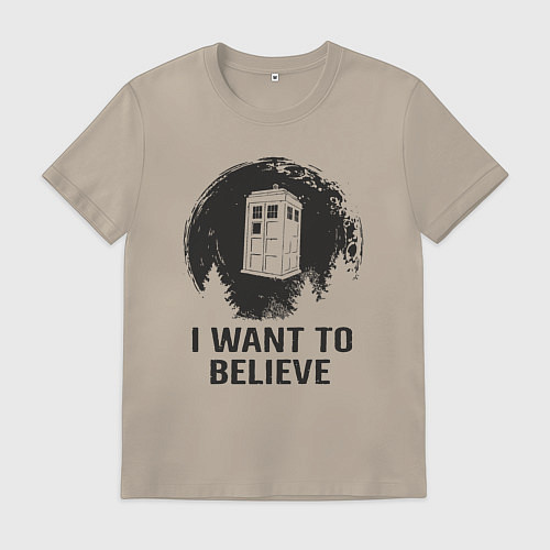 Мужская футболка Тардис - хочу верить / Миндальный – фото 1