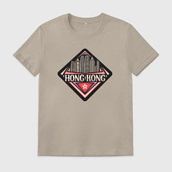 Футболка хлопковая мужская Hong Kong adventure, цвет: миндальный