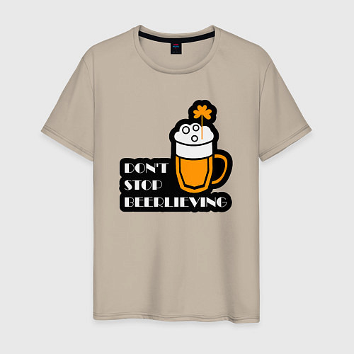 Мужская футболка Dont stop beerlieving / Миндальный – фото 1