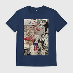 Футболка хлопковая мужская Нана Осаки коллаж, цвет: тёмно-синий