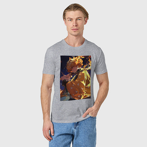 Мужская футболка Клинок, рассекающий демонов Дзэнъицу Агацума охотн / Меланж – фото 3