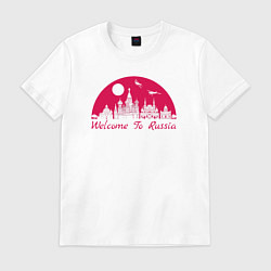 Футболка хлопковая мужская Welcome to Russia inscription, цвет: белый