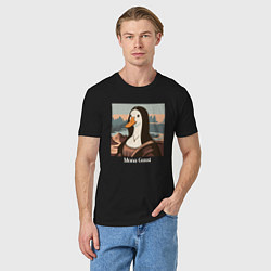 Футболка хлопковая мужская Смешной гусь в картине Мона Лиза Mona Gussi, цвет: черный — фото 2