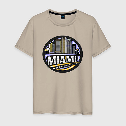 Мужская футболка Город Майами / Миндальный – фото 1