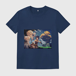 Футболка хлопковая мужская Геншин, цвет: тёмно-синий