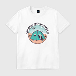 Футболка хлопковая мужская Забавный инопланетянин в палатке кемпинг keep calm, цвет: белый