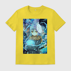 Футболка хлопковая мужская О моём перерождении в слизь Римуру Темпест коллаж, цвет: желтый