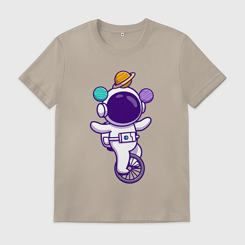 Мужская футболка Космонавт жонглёр / Миндальный – фото 1