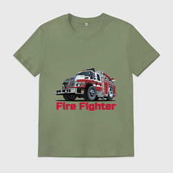 Футболка хлопковая мужская Fire fighter, цвет: авокадо