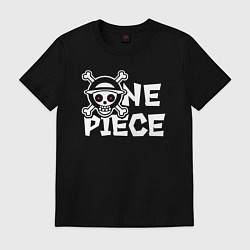 Футболка хлопковая мужская One piece - логотип, цвет: черный