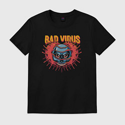Футболка хлопковая мужская Bad virus skull, цвет: черный