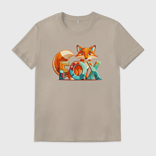 Мужская футболка Лиса с надписью / Миндальный – фото 1