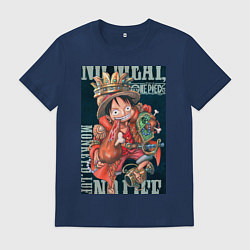 Футболка хлопковая мужская Ван-Пис Луффи Монки Д мясо, цвет: тёмно-синий