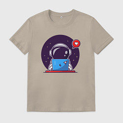 Футболка хлопковая мужская Spaceman programmer, цвет: миндальный