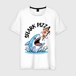 Футболка хлопковая мужская Shark pizza - ai art fantasy, цвет: белый