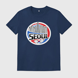 Футболка хлопковая мужская Сеул - Южная Корея, цвет: тёмно-синий