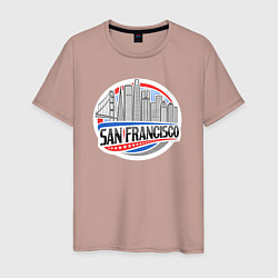 Футболка хлопковая мужская Сан-Франциско, цвет: пыльно-розовый