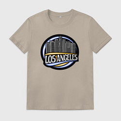 Футболка хлопковая мужская Los Angeles city, цвет: миндальный