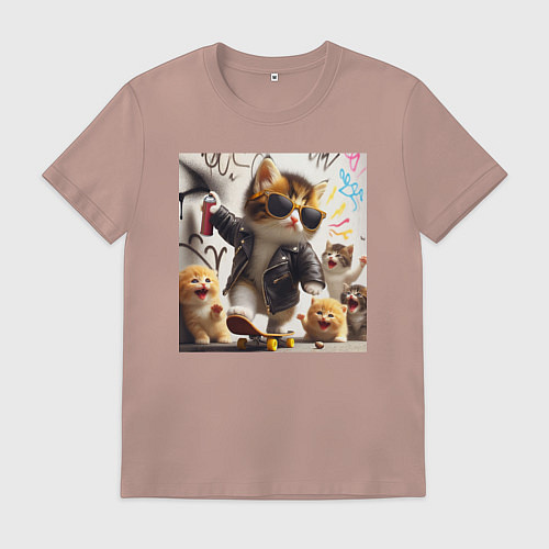 Мужская футболка Кумир среди котят - граффити / Пыльно-розовый – фото 1