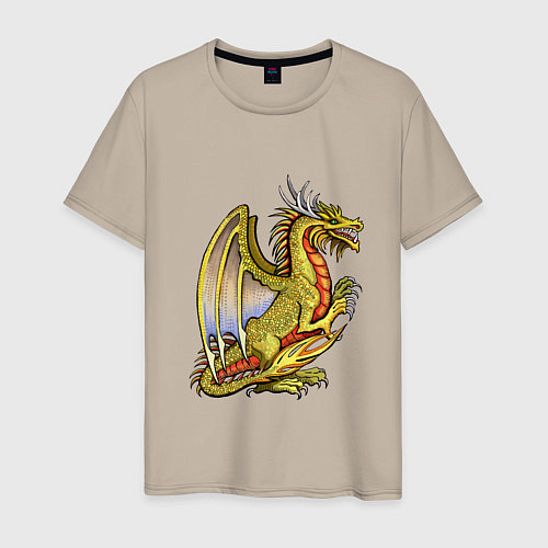 Мужская футболка HOMM3 gold dragon / Миндальный – фото 1