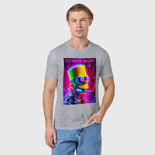 Мужская футболка Cyber Bart - neon glow fantasy / Меланж – фото 3