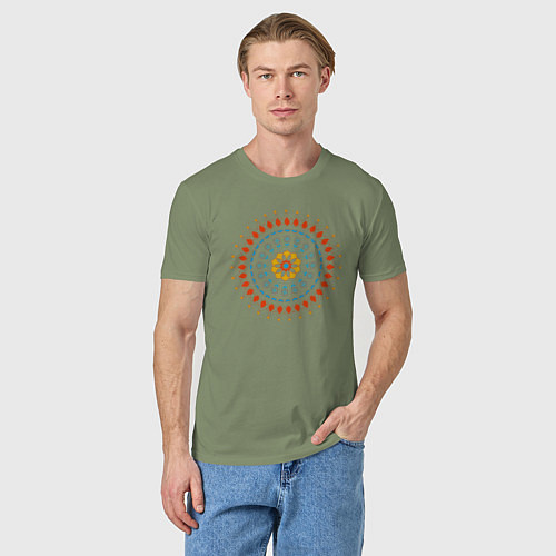 Мужская футболка Цветочно-кружевная мандала / Авокадо – фото 3