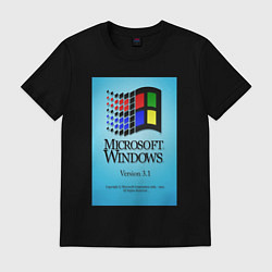 Футболка хлопковая мужская Windows 3, цвет: черный