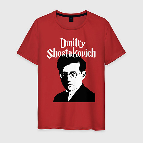 Мужская футболка Дмитрий Шостакович с портретом / Красный – фото 1