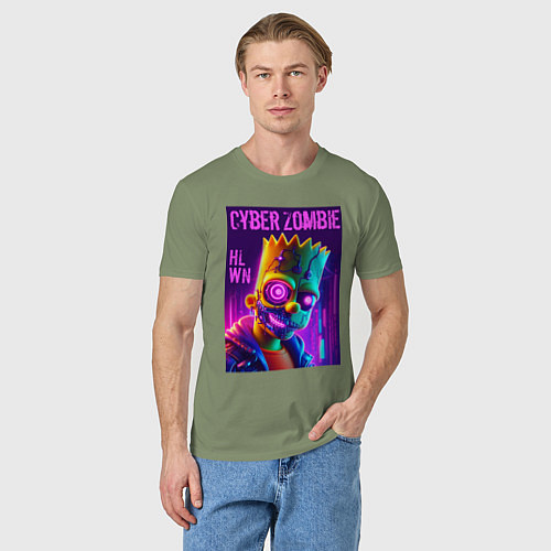 Мужская футболка Bart Simpson cyber zombie - halloween ai art / Авокадо – фото 3